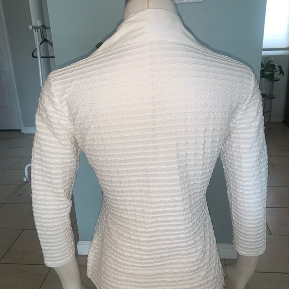 Whit Wavy Knit Semi-Sheer Button Up Blouse - Picture 5 of 6